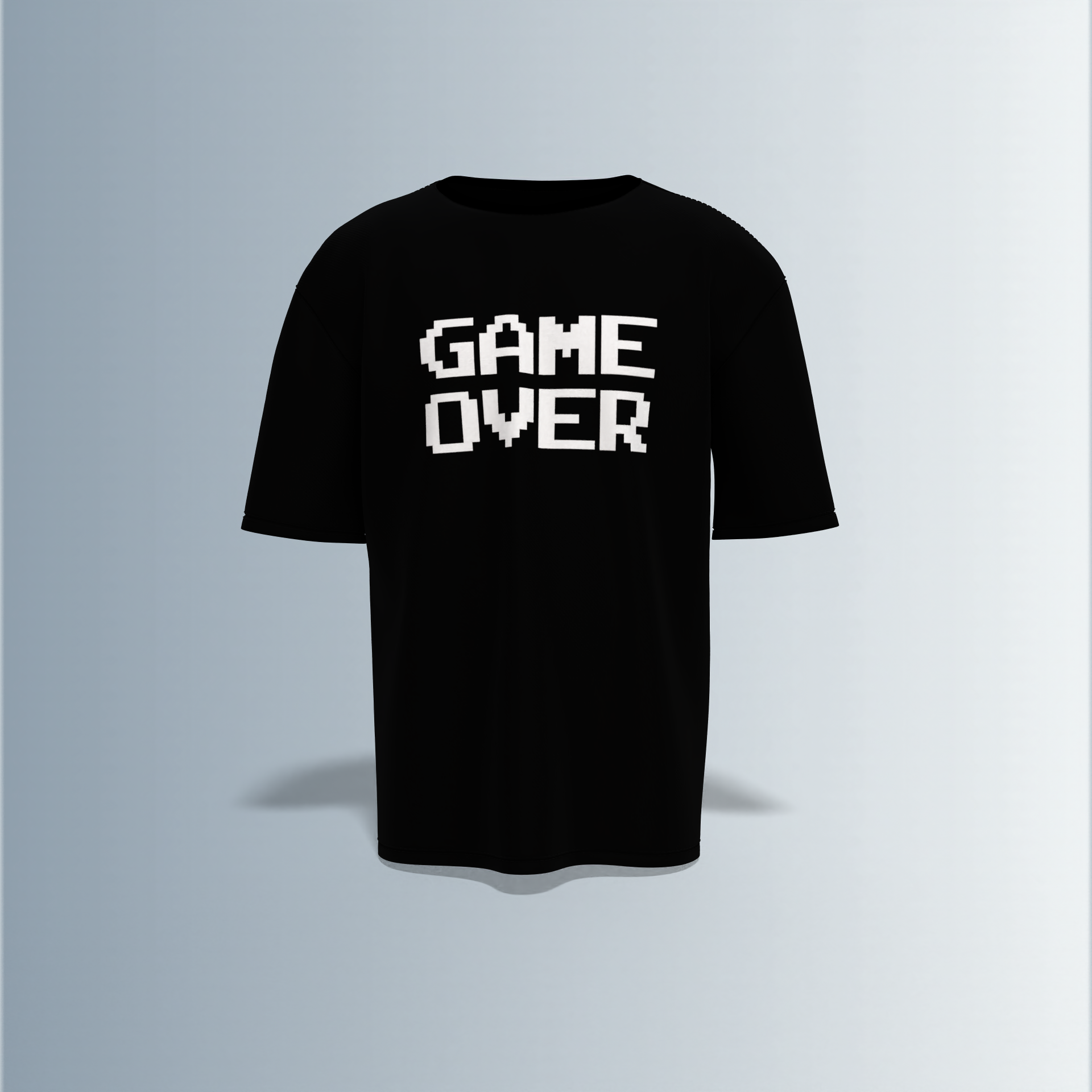Oversized Round-Neck T-Shirt with Bold "GAME OVER" Front Print and Back Graphic of Monster Bros Fight Club Boxing Theme – Retro Gaming Meets Streetwear