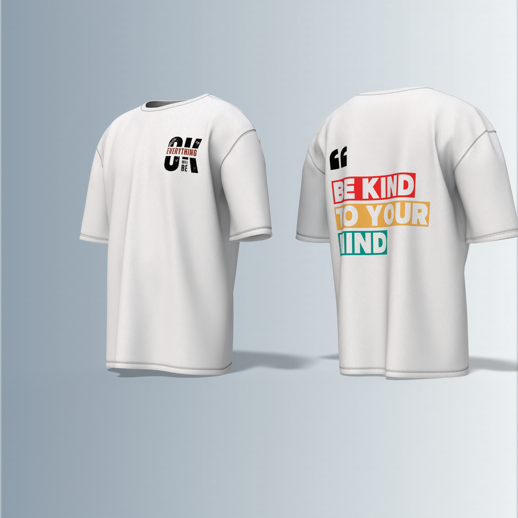 "Be kind to your mind" quote written - Premium Cotton Oversized T-Shirt