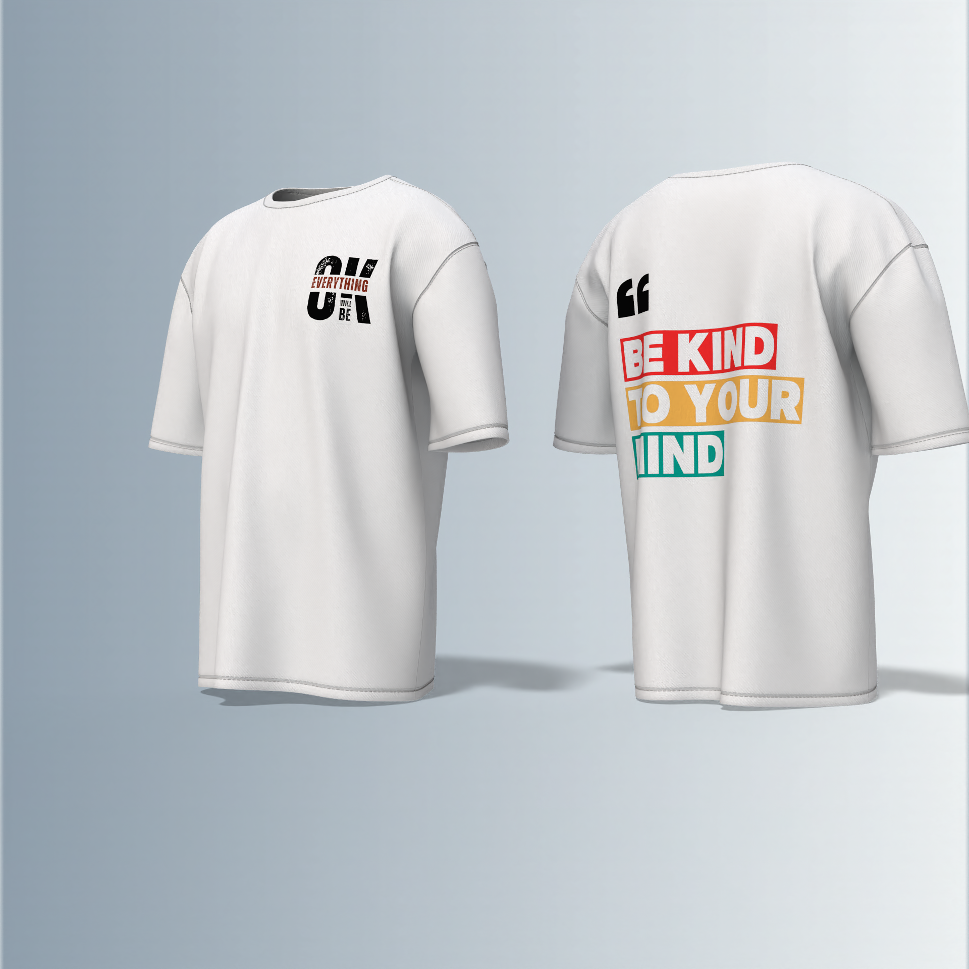 "Be kind to your mind" quote written - Premium Cotton Oversized T-Shirt