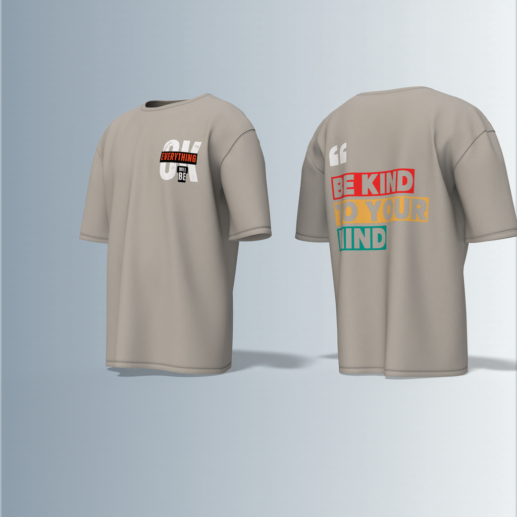 "Be kind to your mind" quote written - Premium Cotton Oversized T-Shirt