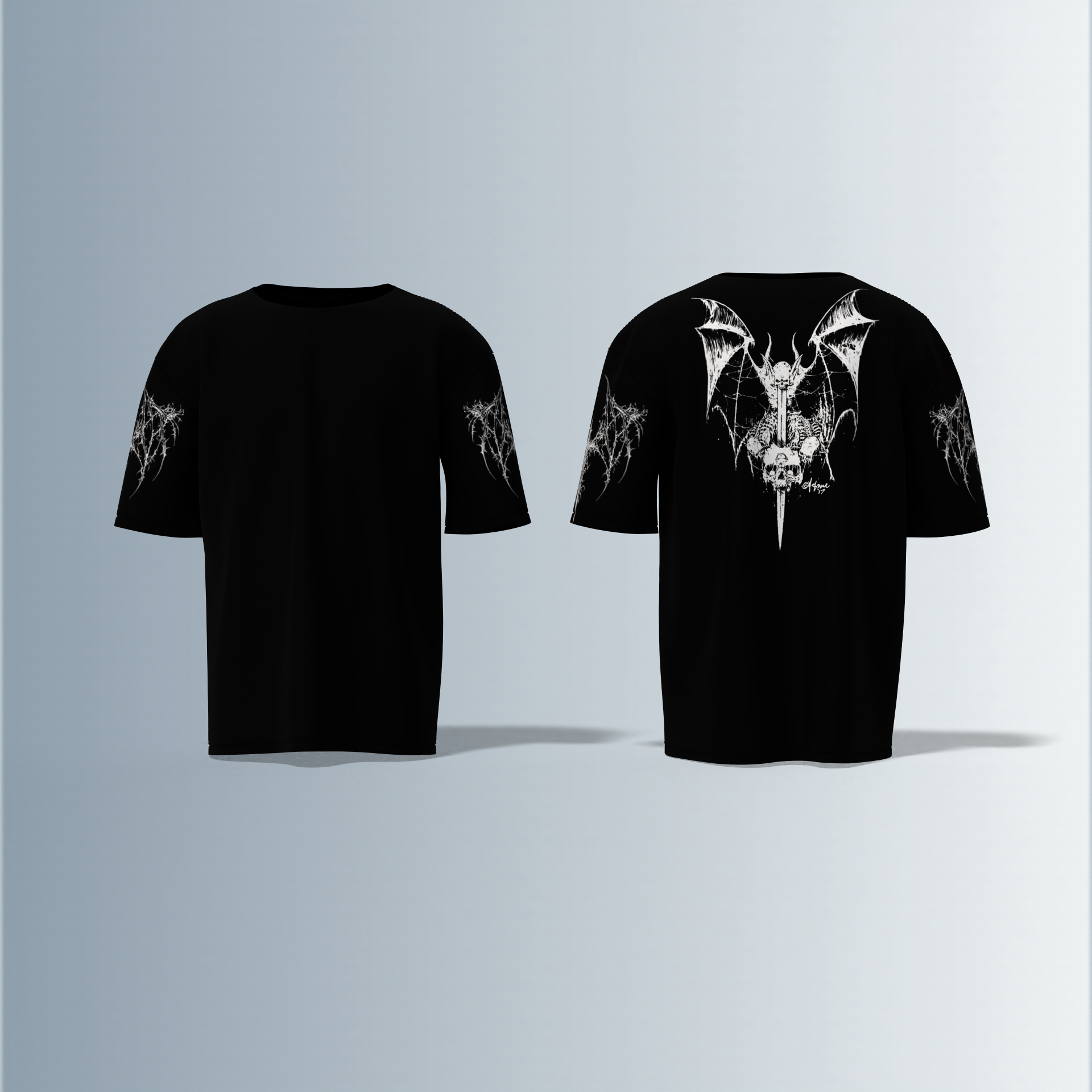 Shadow Thorns Tee – Gothic Sleeve Tattoo Edition Oversized Tshirt