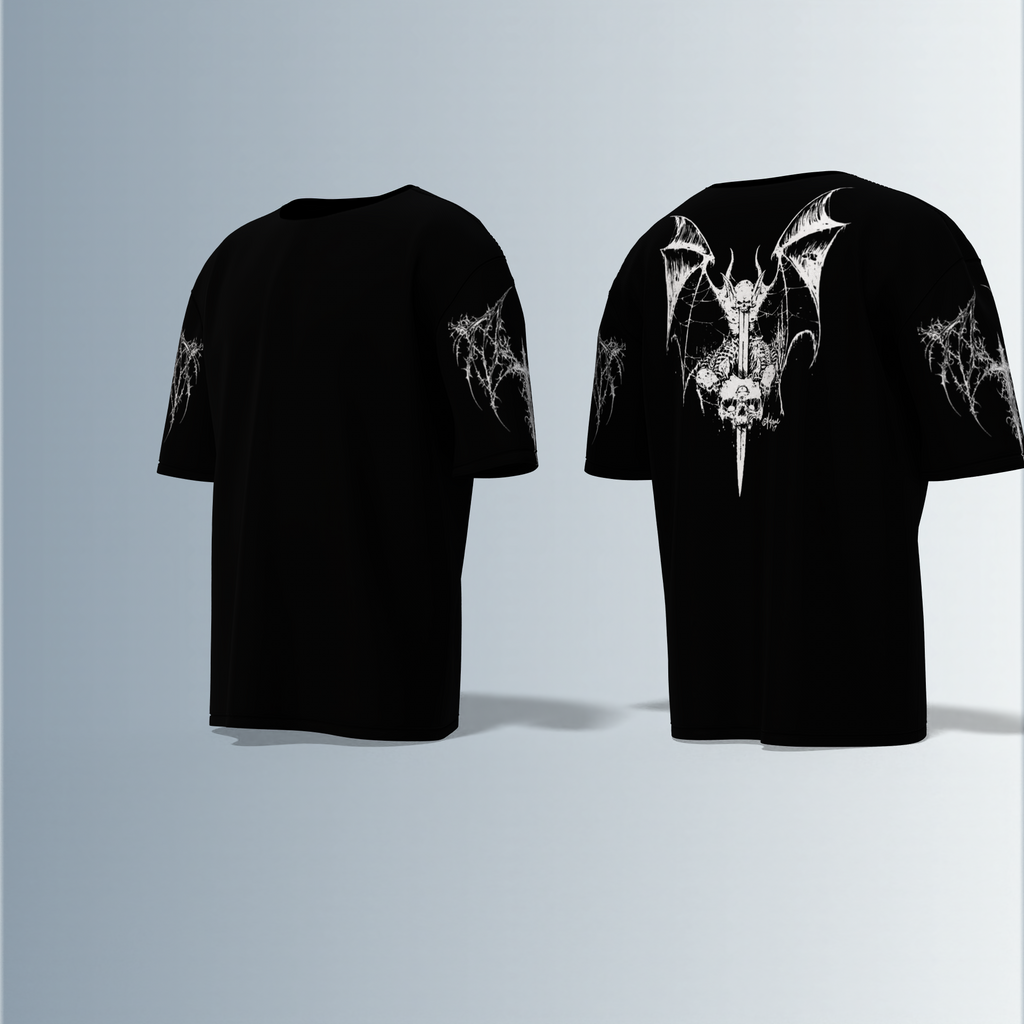 Shadow Thorns Tee – Gothic Sleeve Tattoo Edition Oversized Tshirt