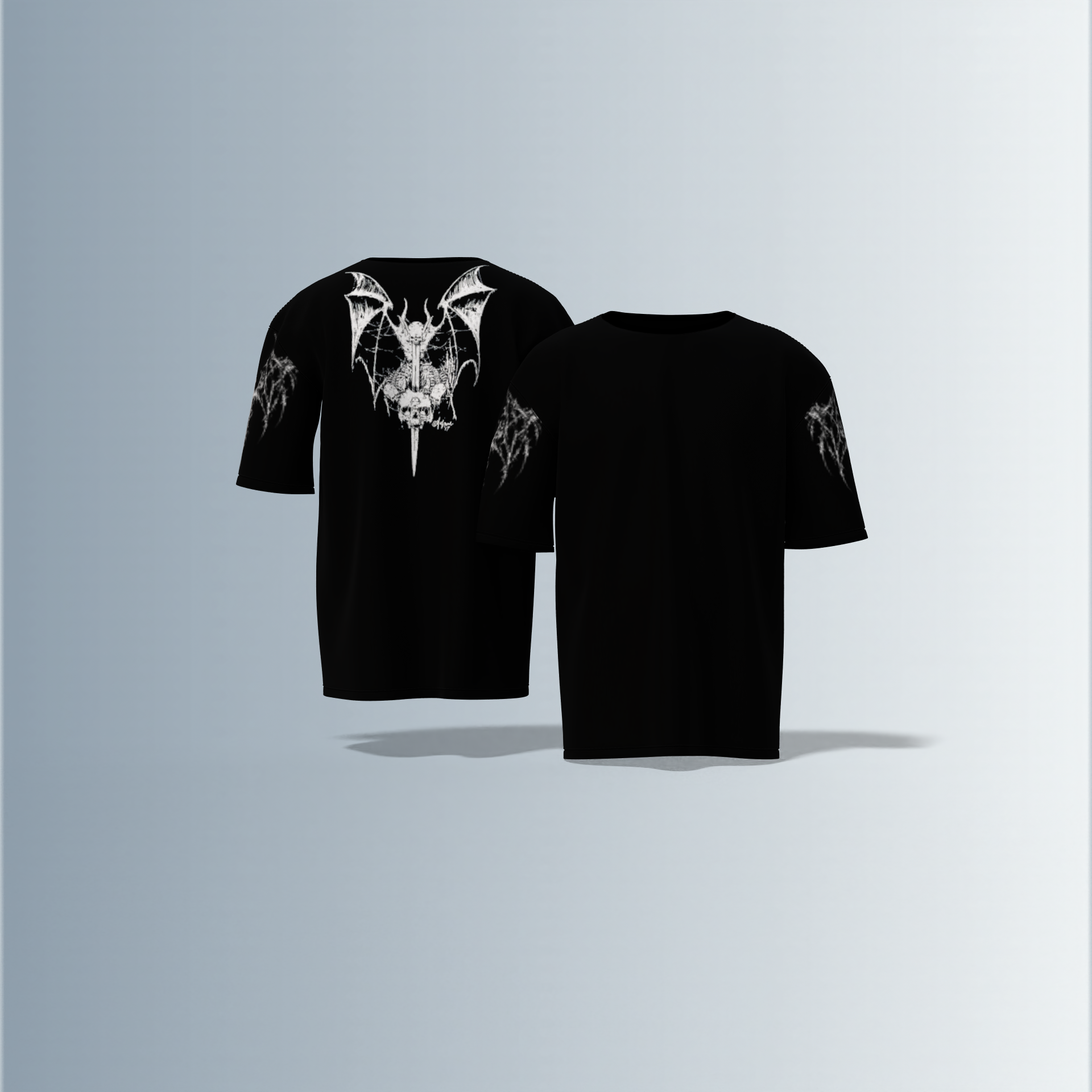Shadow Thorns Tee – Gothic Sleeve Tattoo Edition Oversized Tshirt
