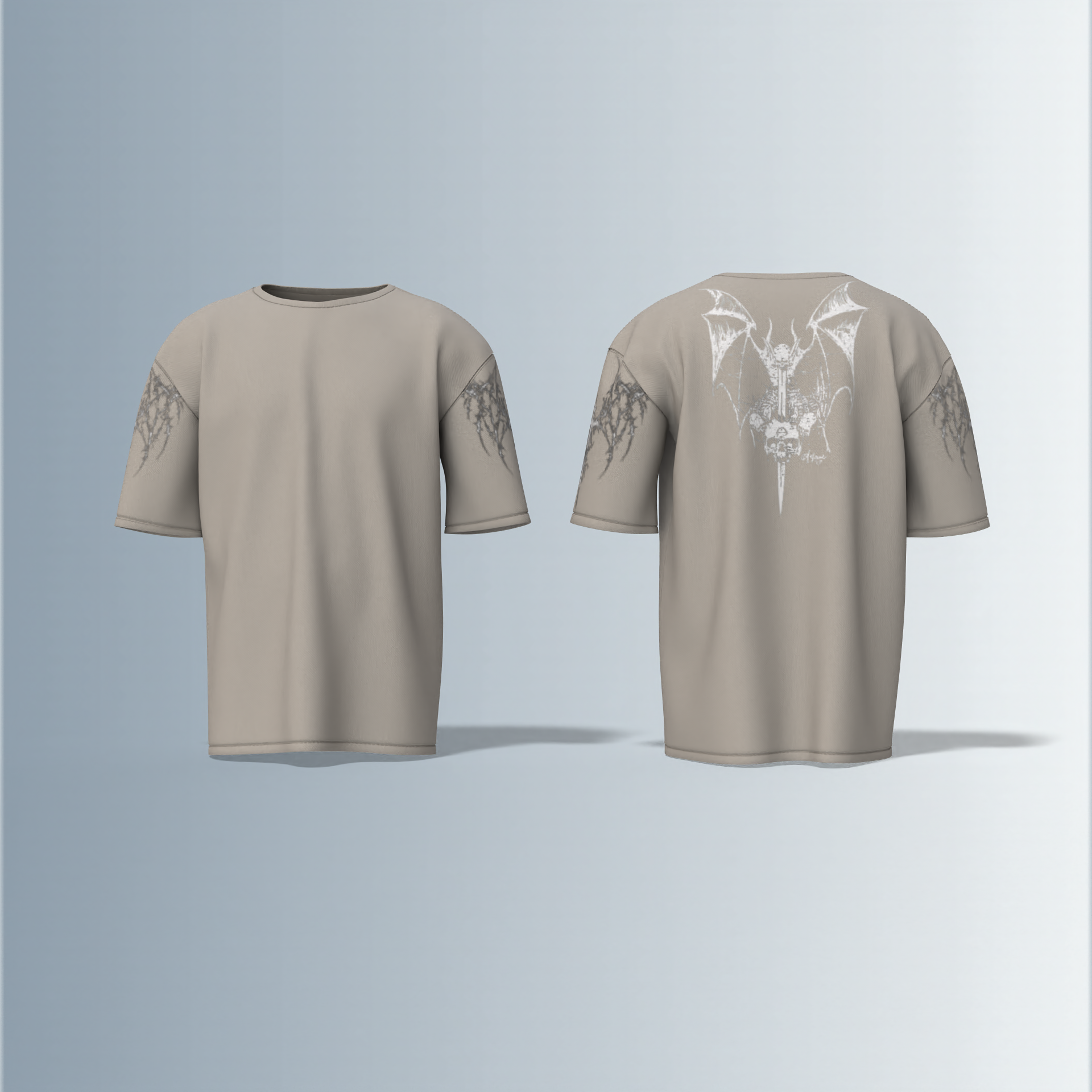 Shadow Thorns Tee – Gothic Sleeve Tattoo Edition Oversized Tshirt