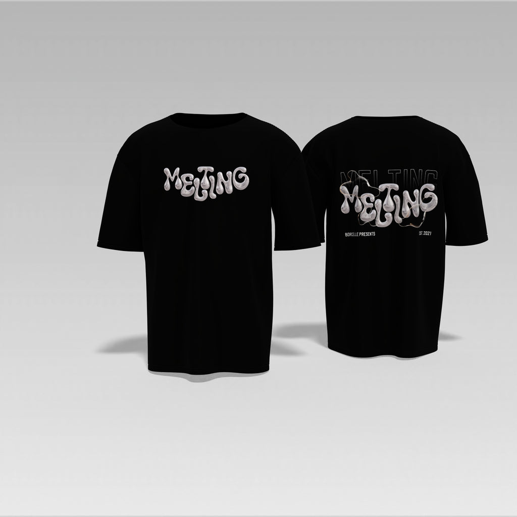 Melting Drip Oversized Tee – Liquid Chrome Streetwear Edition