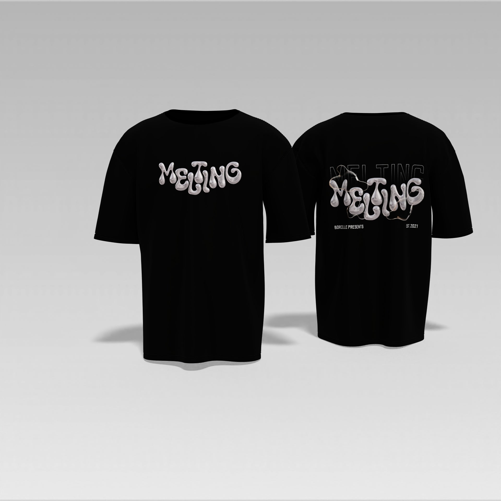 Melting Drip Oversized Tee – Liquid Chrome Streetwear Edition