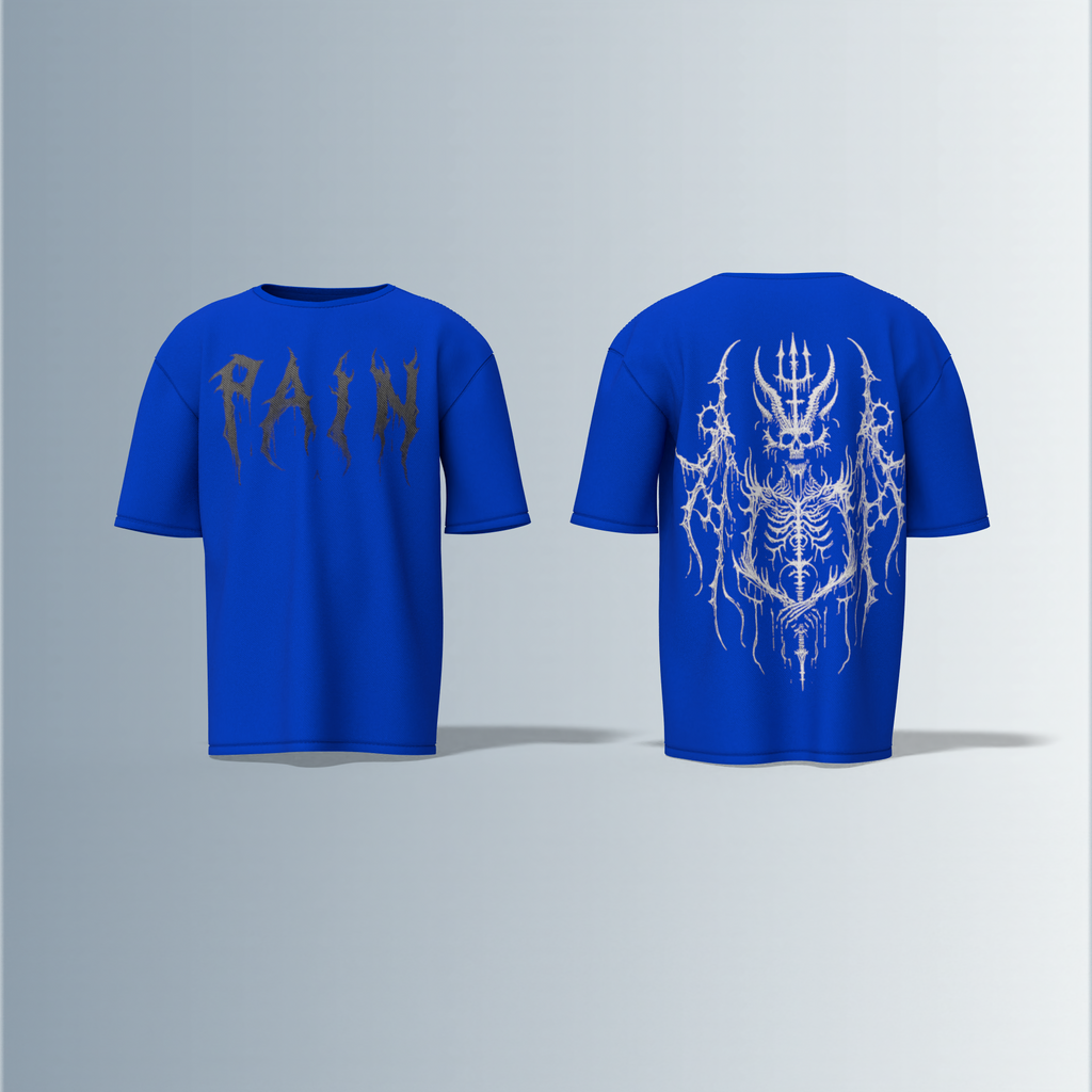 "Electric Pain: Gothic Oversized Tee" Pain what make you indestructible.