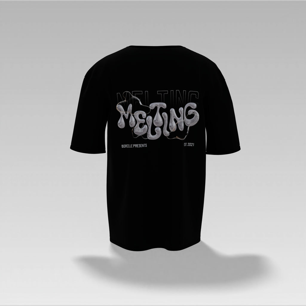 Melting Drip Oversized Tee – Liquid Chrome Streetwear Edition