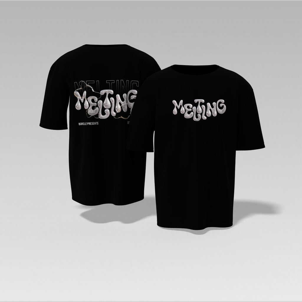 Melting Drip Oversized Tee – Liquid Chrome Streetwear Edition