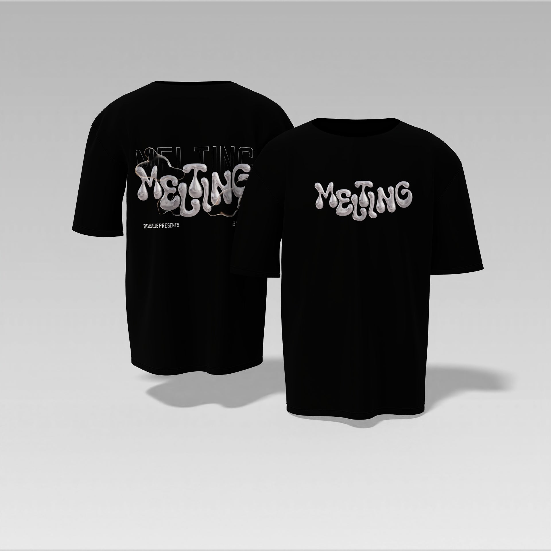Melting Drip Oversized Tee – Liquid Chrome Streetwear Edition