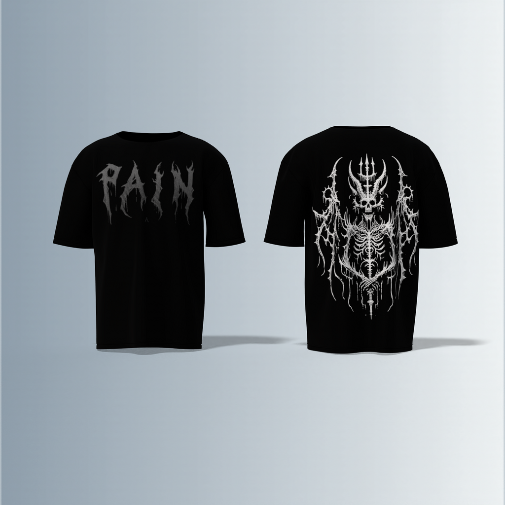 "Electric Pain: Gothic Oversized Tee" Pain what make you indestructible.