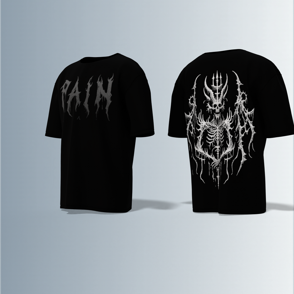 "Electric Pain: Gothic Oversized Tee" Pain what make you indestructible.