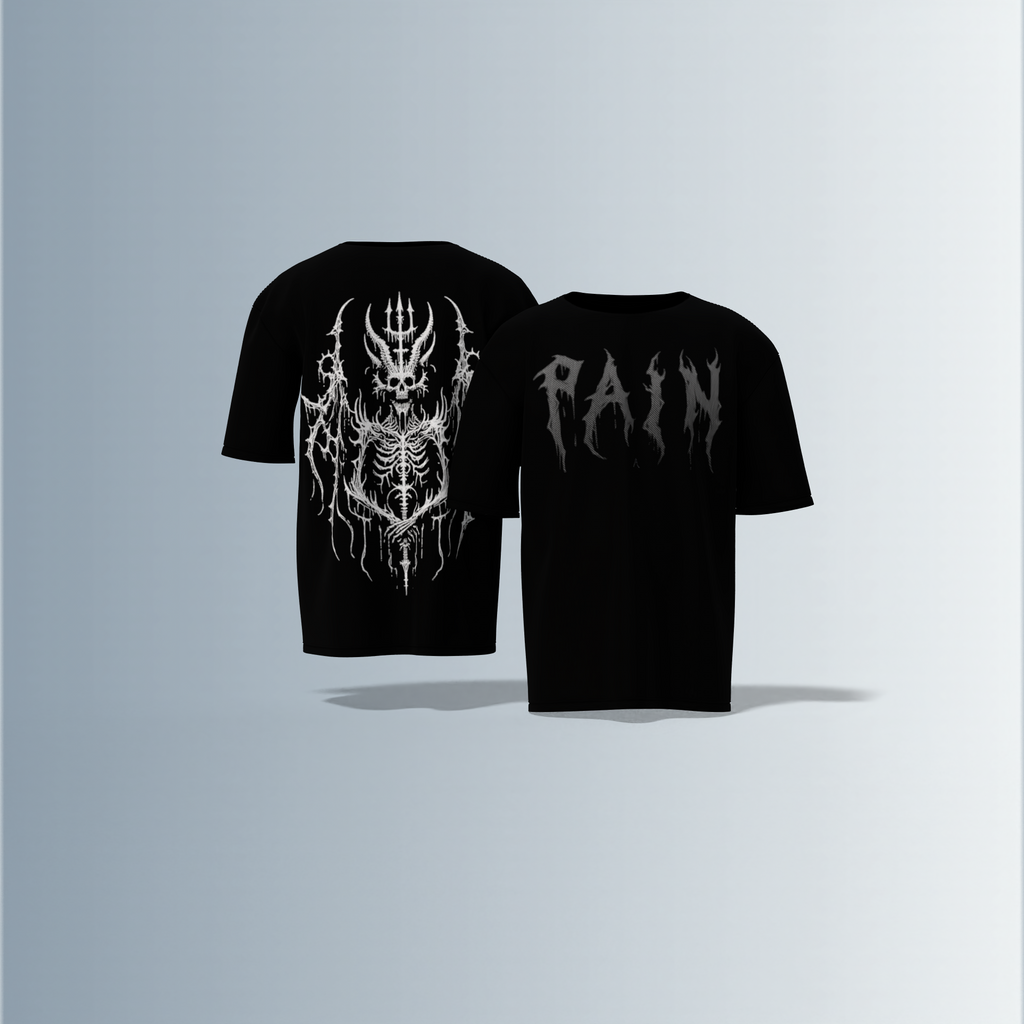 "Electric Pain: Gothic Oversized Tee" Pain what make you indestructible.