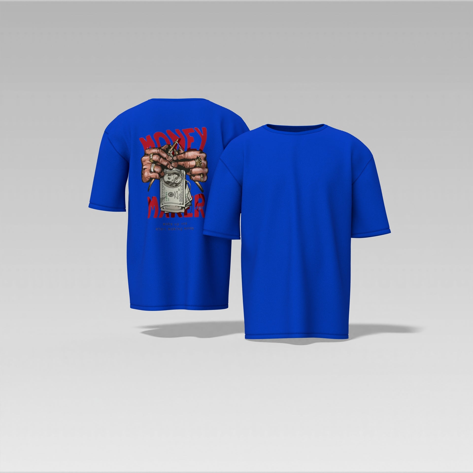 Money Maker Graphic Tee – Bold Streetwear Shirt with Cash & Bling Print  Oversized T-shirt