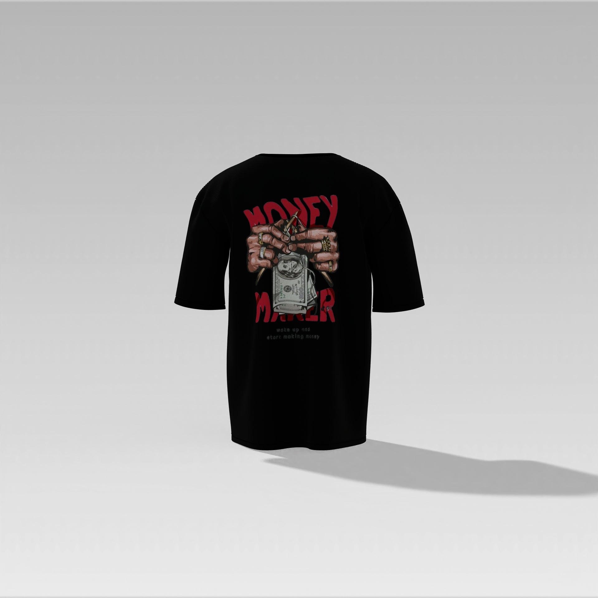 Money Maker Graphic Tee – Bold Streetwear Shirt with Cash & Bling Print  Oversized T-shirt