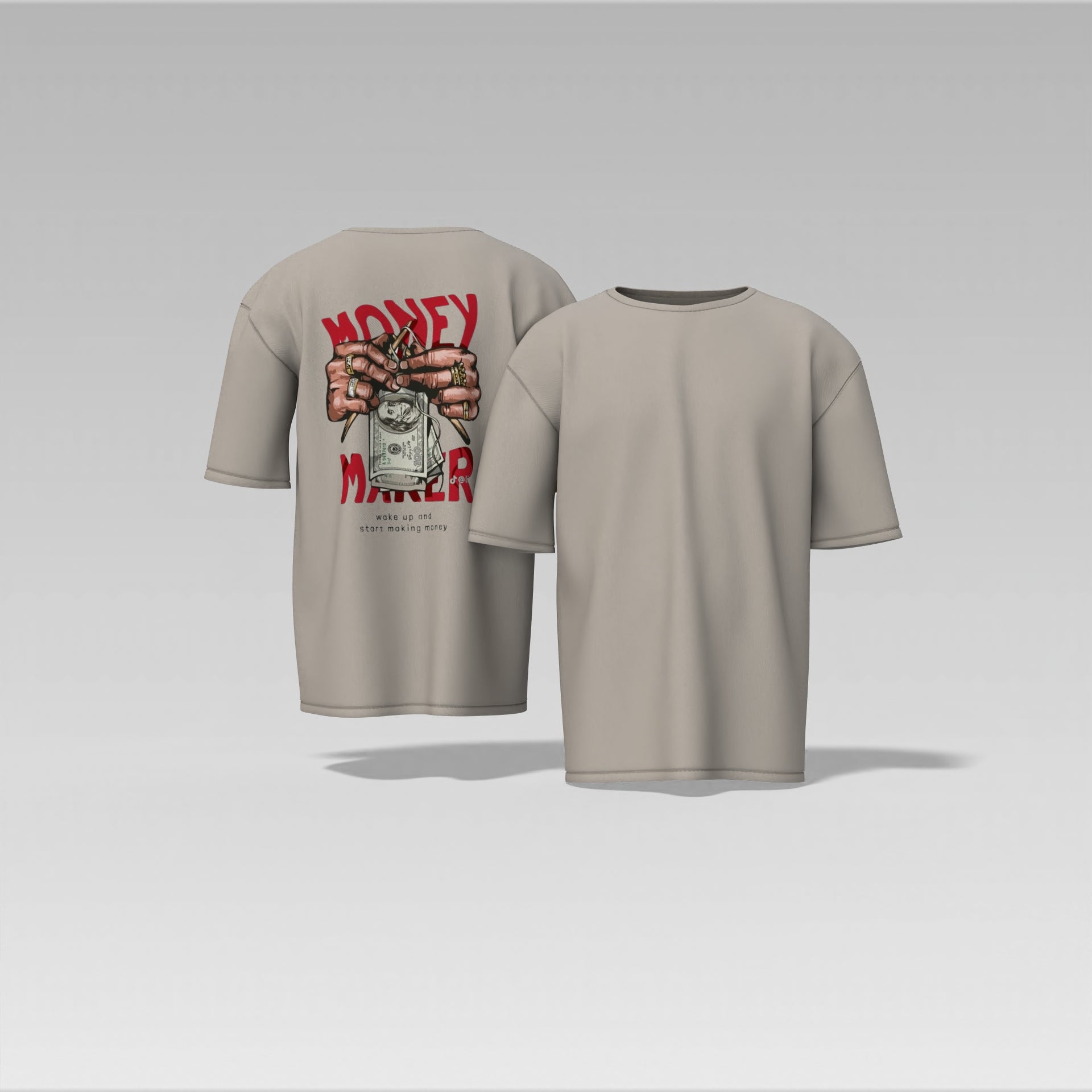 Money Maker Graphic Tee – Bold Streetwear Shirt with Cash & Bling Print  Oversized T-shirt
