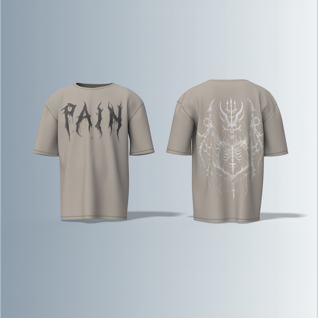 "Electric Pain: Gothic Oversized Tee" Pain what make you indestructible.