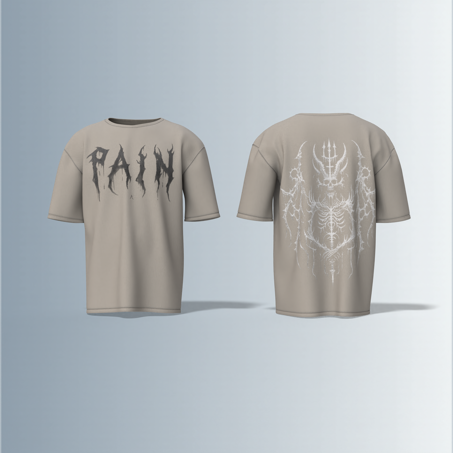 "Electric Pain: Gothic Oversized Tee" Pain what make you indestructible.