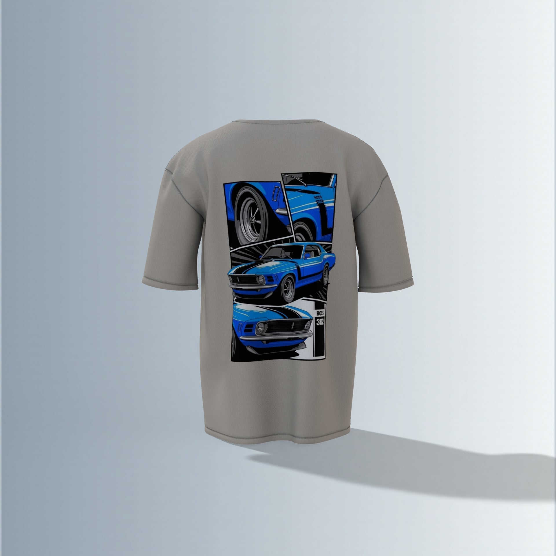 Vintage Mustang: Classic Blue 1970 Fastback – Retro Car Lovers Graphic Oversized T-shirt