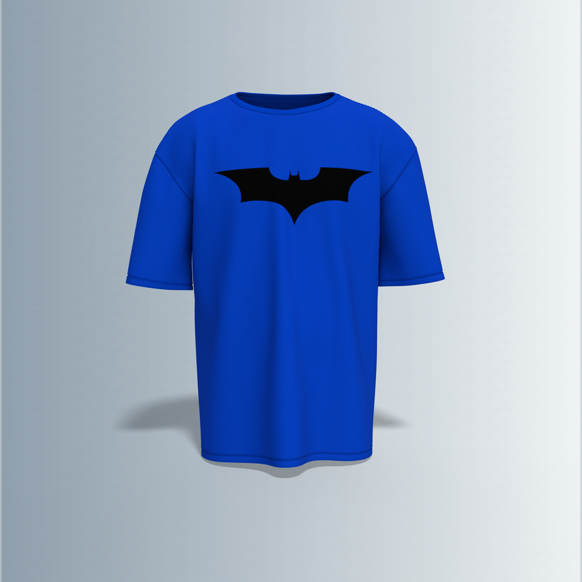 "Batman Oversized Tee – Bold Bat Emblem Front & Comic Strip Back Print Featuring Dark Knight Graphic Panels"