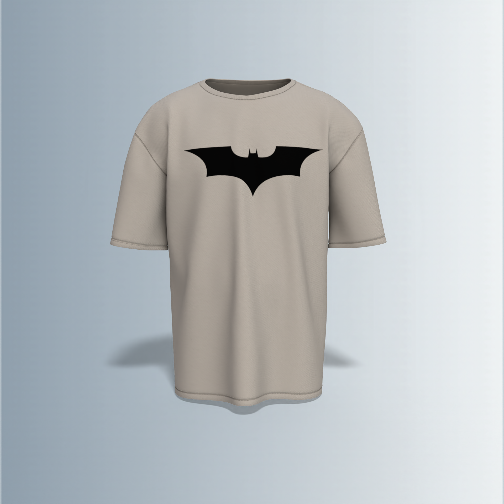 "Batman Oversized Tee – Bold Bat Emblem Front & Comic Strip Back Print Featuring Dark Knight Graphic Panels"
