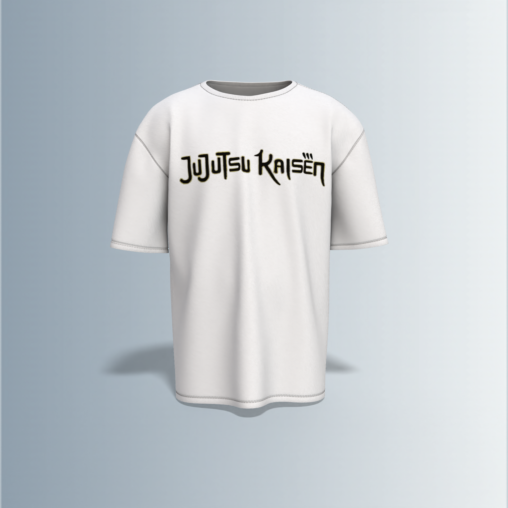"Jujutsu Kaisen Oversized Tee – Front Logo Print & Back Manga Panel Graphic Featuring Satoru Gojo in Iconic Pose"