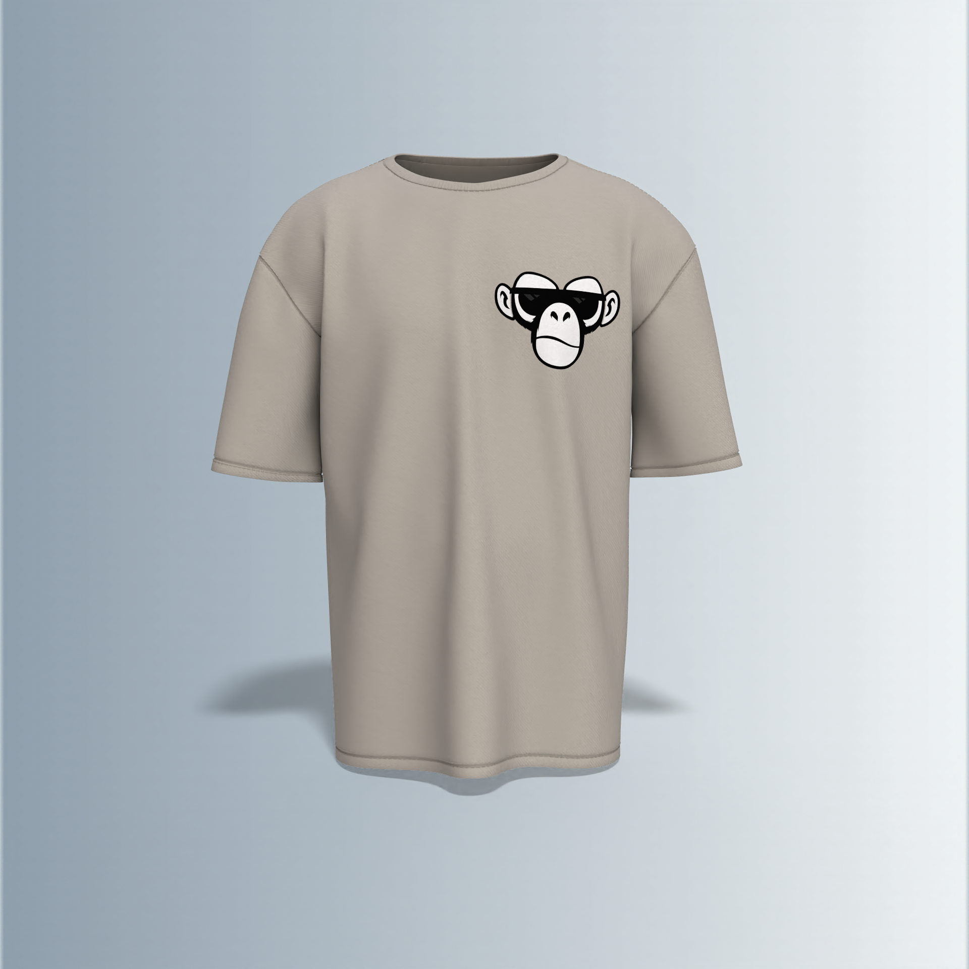 "Oversized Silence Graphic Tee – Front Minimal Ape Face Print, Back Skeleton Trio with Bold Graffiti Typography, 'Never Lonely' and Abstract Star Accents"