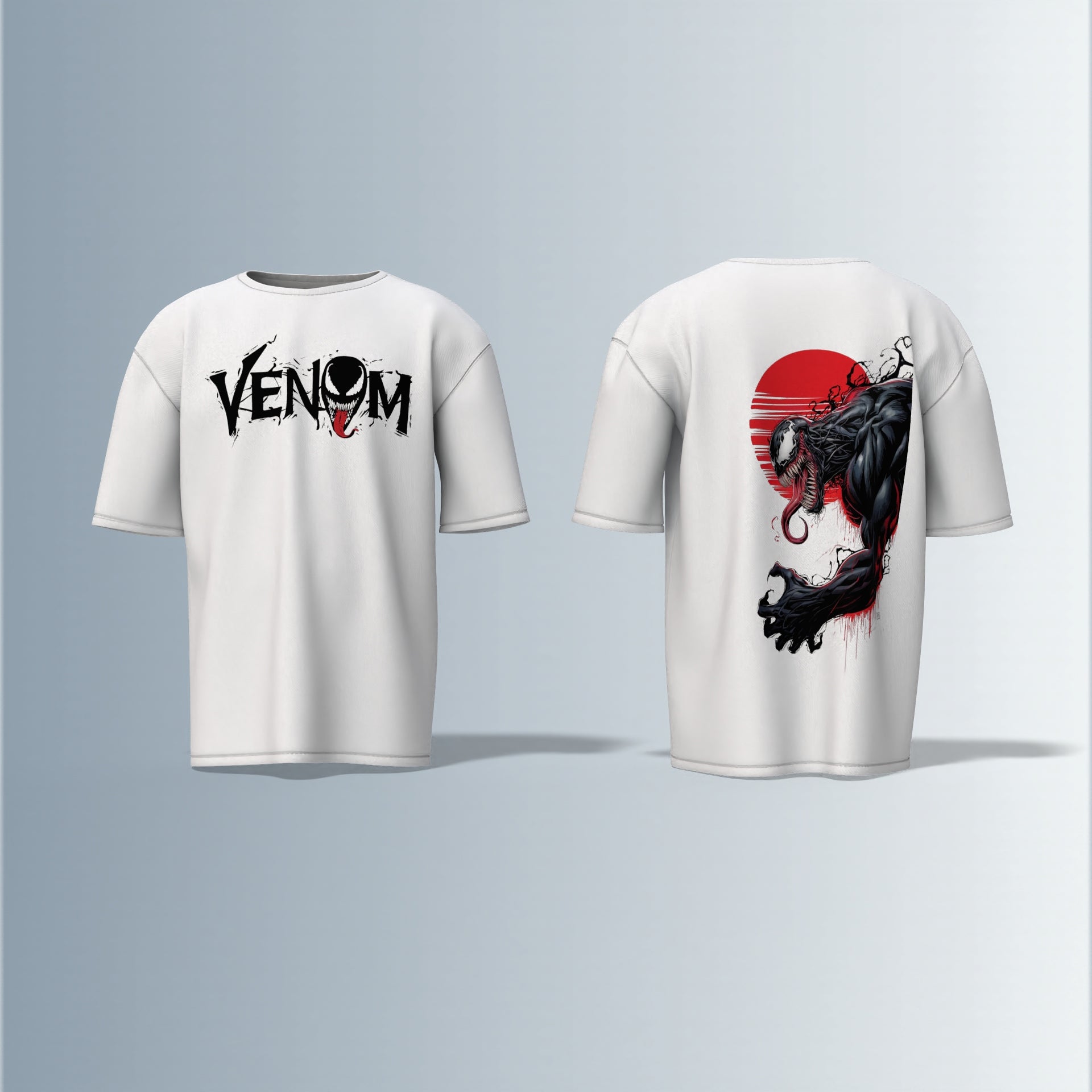 "Venom Strikes Back – Bold Graphic Tee Featuring Anti-Hero Symbiote with Dark Street Vibes Oversized Tshirt