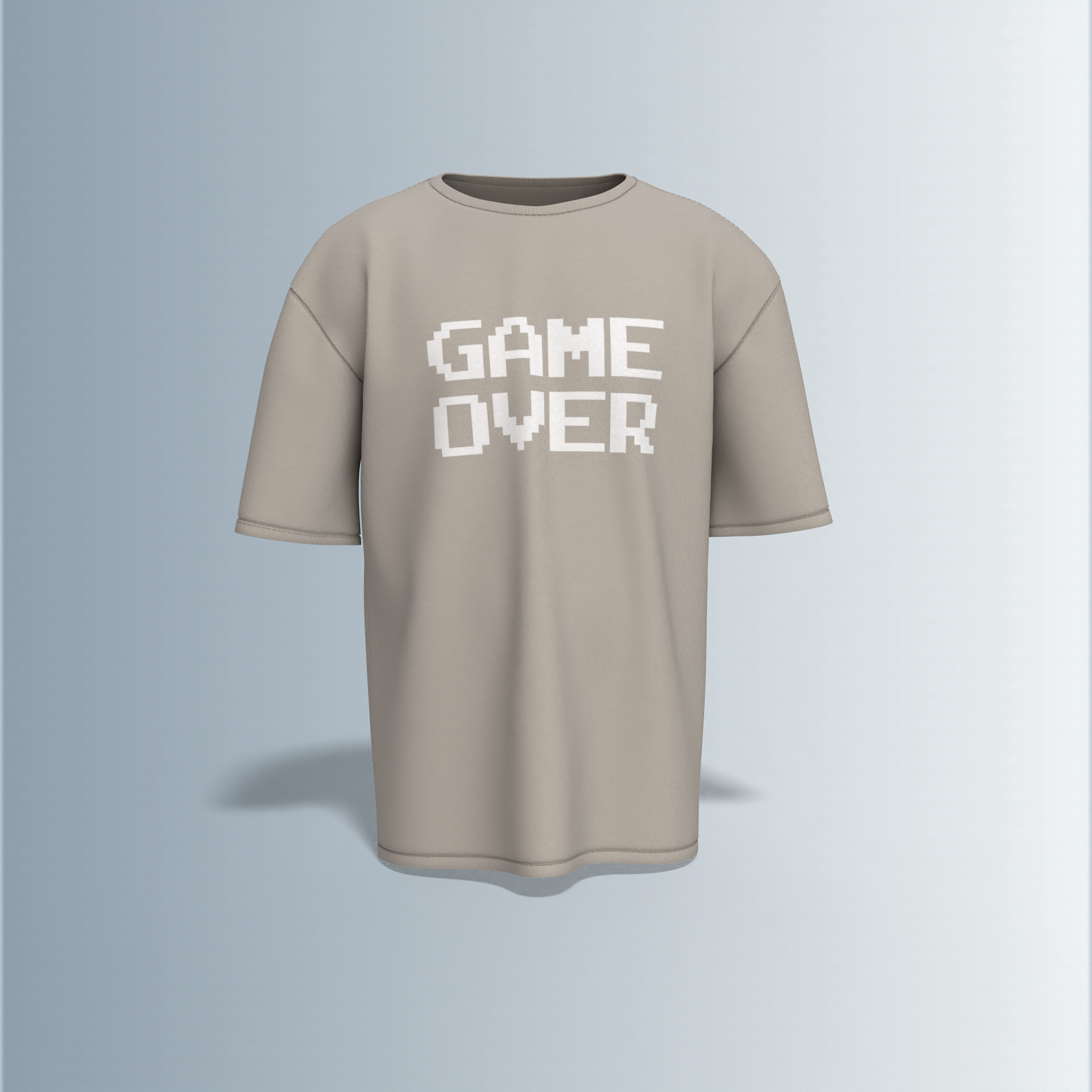 Oversized Round-Neck T-Shirt with Bold "GAME OVER" Front Print and Back Graphic of Monster Bros Fight Club Boxing Theme – Retro Gaming Meets Streetwear