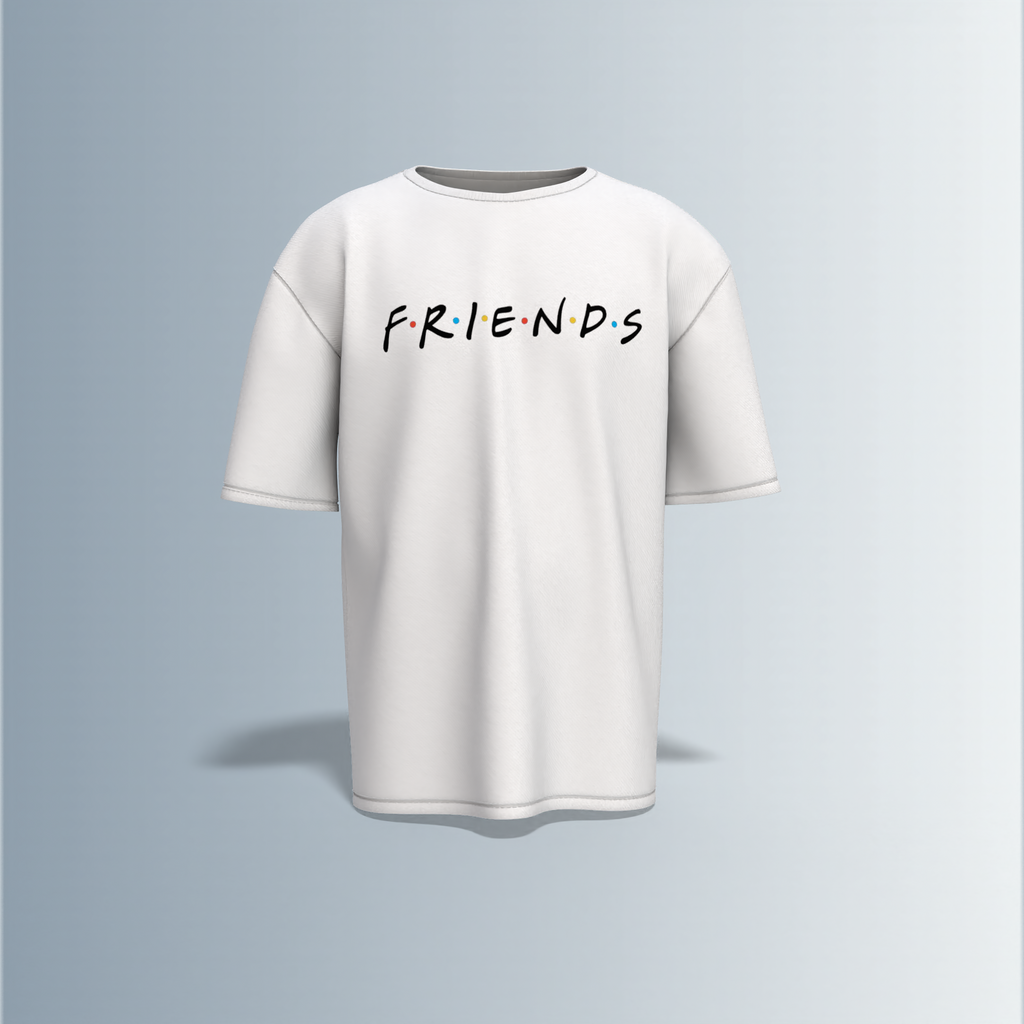 "Classic Sitcom-Inspired T-Shirt Featuring Iconic FRIENDS Logo on Front and Cast Illustration with Umbrellas and 'I'll Be There For You' Quote on Back – Dual-Sided Pop Culture Design"