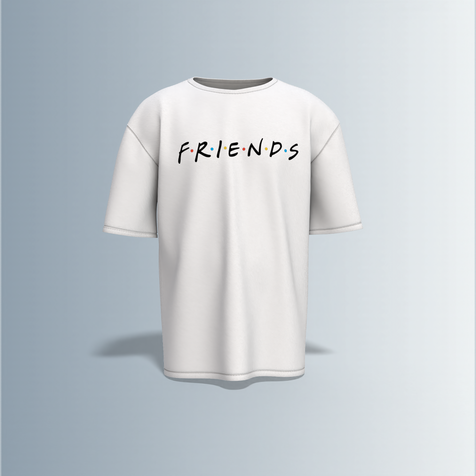 "Classic Sitcom-Inspired T-Shirt Featuring Iconic FRIENDS Logo on Front and Cast Illustration with Umbrellas and 'I'll Be There For You' Quote on Back – Dual-Sided Pop Culture Design"