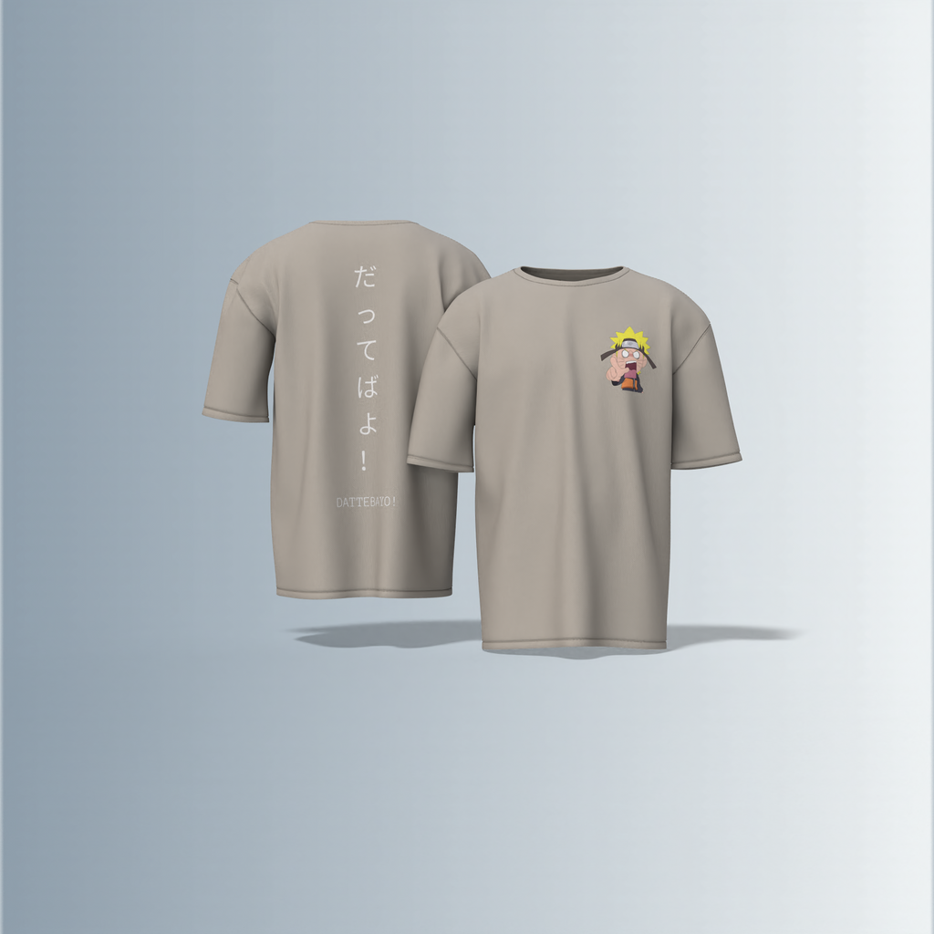 "Premium Oversized Anime Graphic Tee Featuring Iconic Ninja Character & Bold Japanese Catchphrase – Ultimate Statement Piece for Streetwear & Anime Fans"