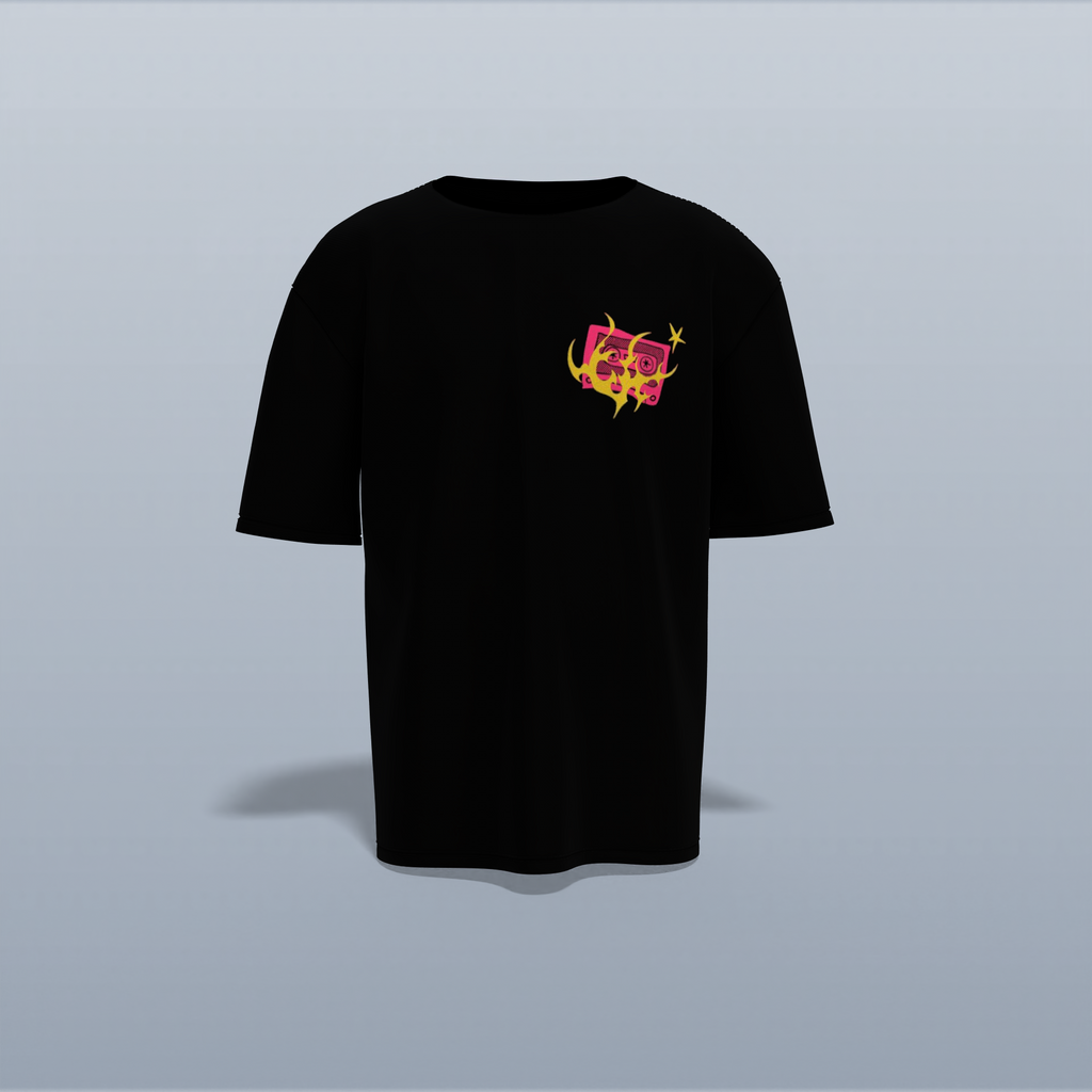"Limited Edition Oversized Streetwear Tee Featuring Bold Anime Warrior Graphic with Flame Aura – High-Impact Back Print & Iconic Chest Detail for True Fans of Urban Anime Culture"