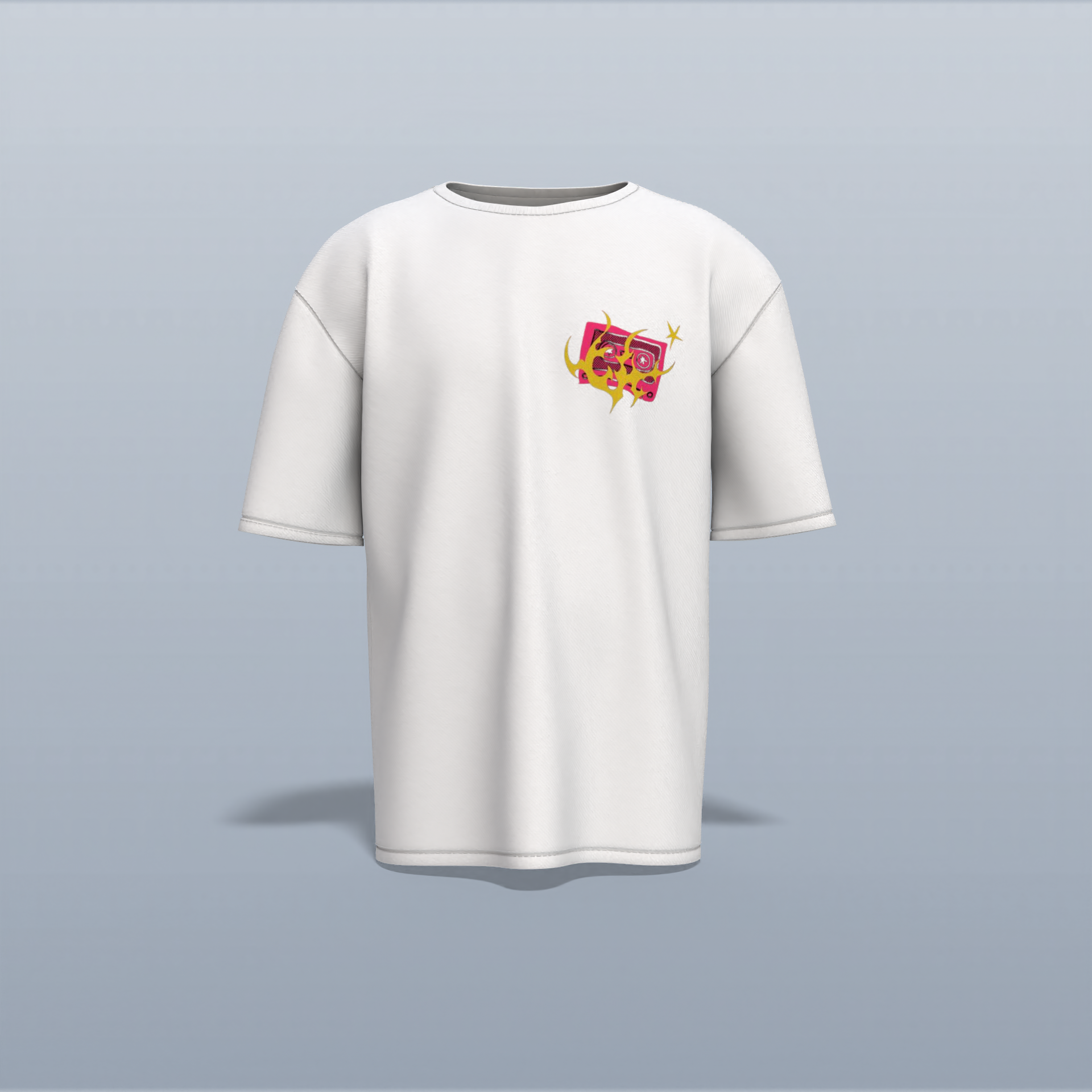 "Limited Edition Oversized Streetwear Tee Featuring Bold Anime Warrior Graphic with Flame Aura – High-Impact Back Print & Iconic Chest Detail for True Fans of Urban Anime Culture"