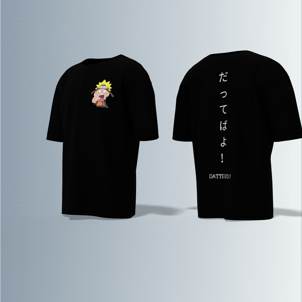 "Premium Oversized Anime Graphic Tee Featuring Iconic Ninja Character & Bold Japanese Catchphrase – Ultimate Statement Piece for Streetwear & Anime Fans"