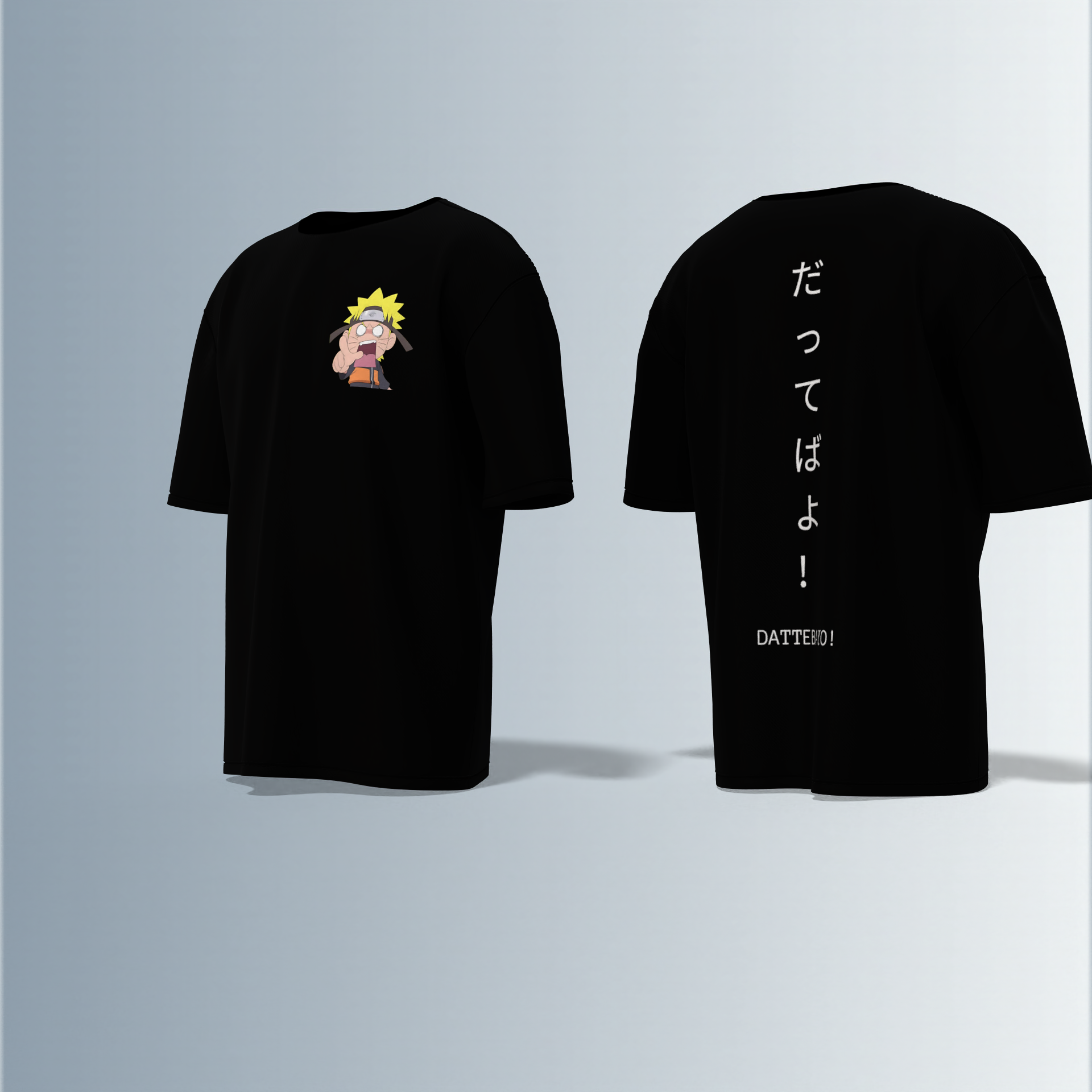 "Premium Oversized Anime Graphic Tee Featuring Iconic Ninja Character & Bold Japanese Catchphrase – Ultimate Statement Piece for Streetwear & Anime Fans"