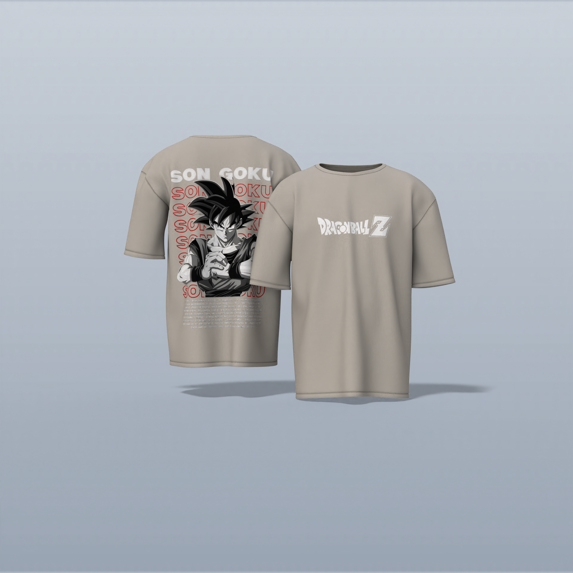 "Epic Son Goku Dragon Ball Z Oversized Graphic Tee – Iconic Anime Artwork with Bold Typography and Character Backstory"
