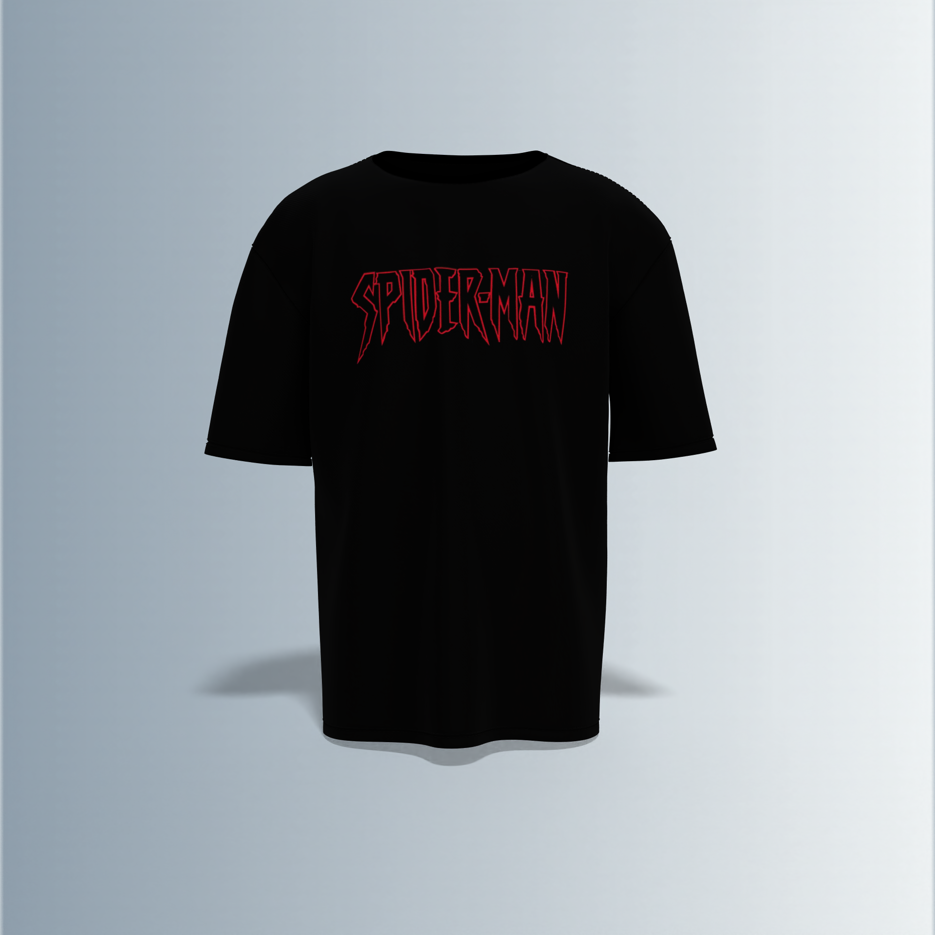 "Spider-Man Graphic T-shirt Design with Bold Front Logo and Dynamic Back Artwork"