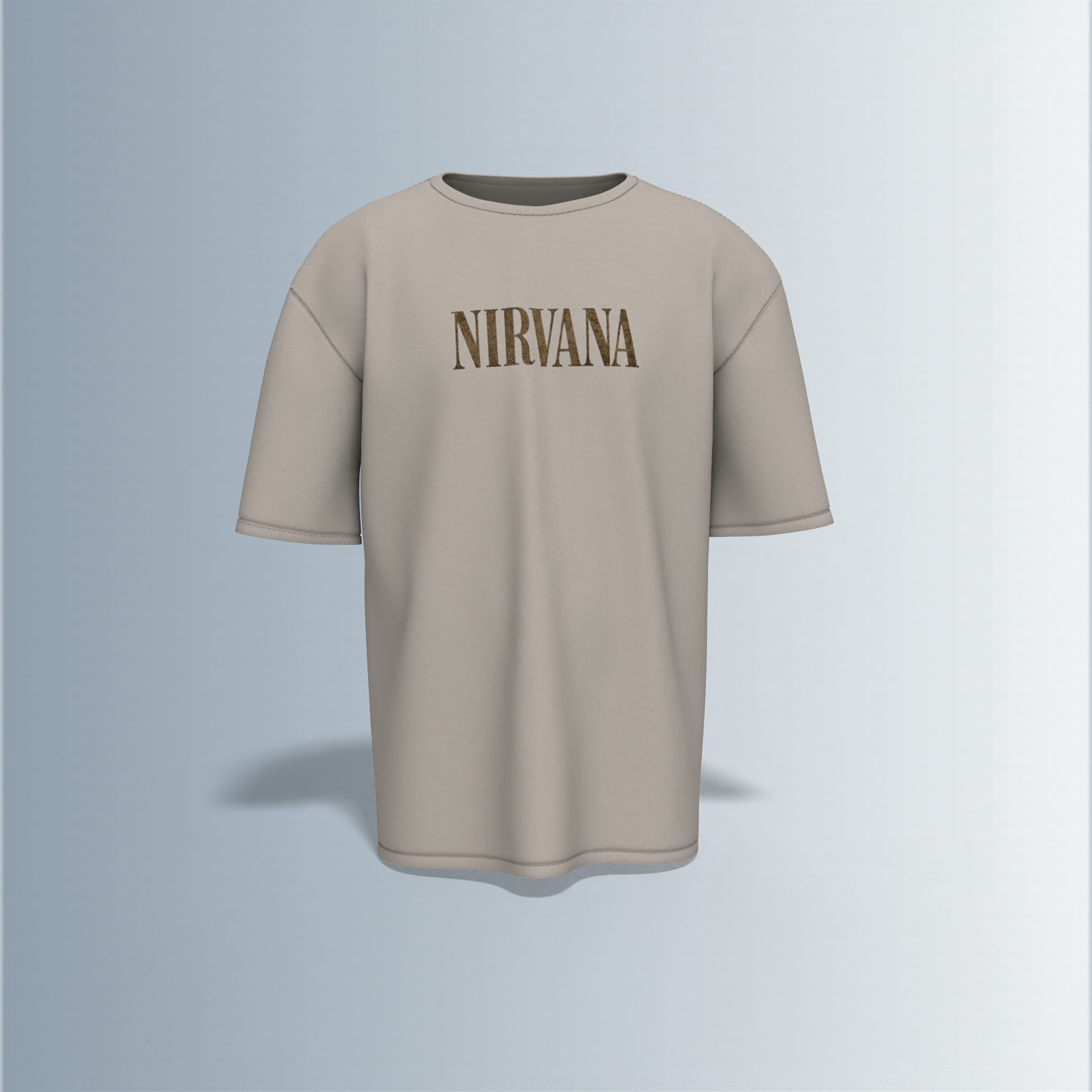 "Oversized Vintage Band Streetwear T-Shirt – Iconic ‘Nirvana’ Typography with Angel & Cross-Inspired Graphic Design"
