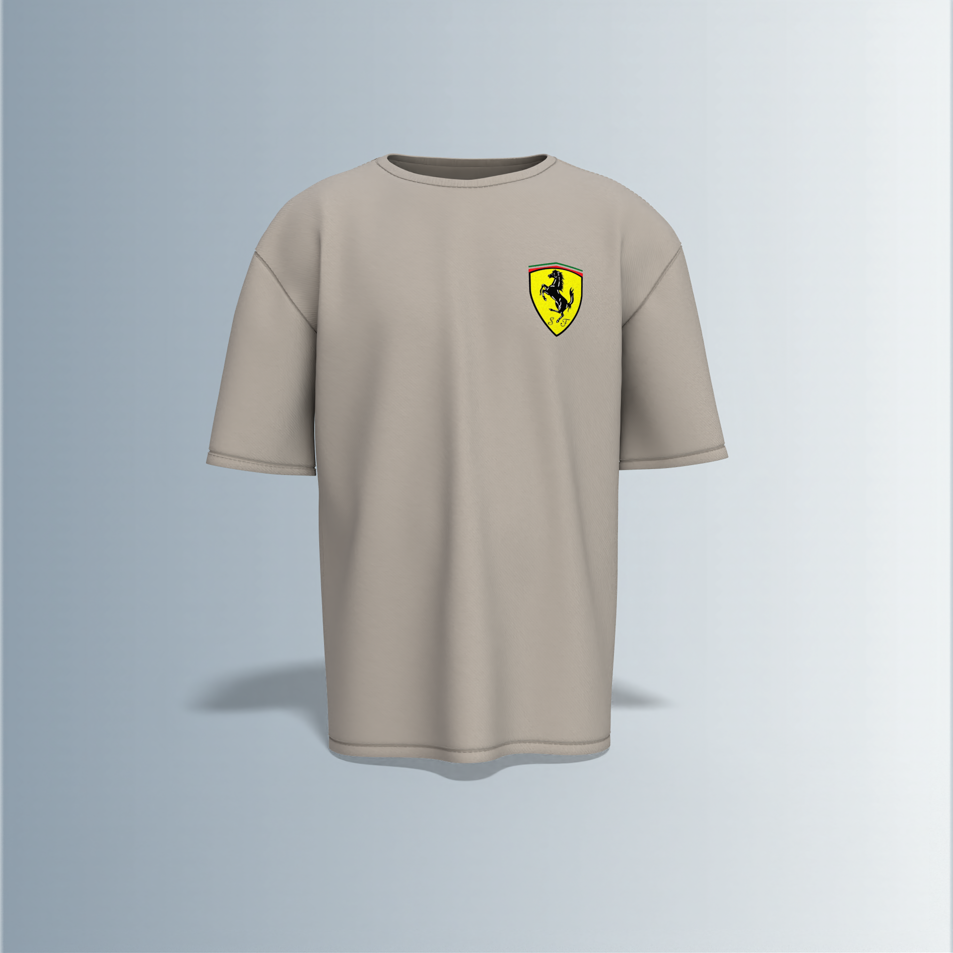 "Oversized Motorsport Streetwear T-Shirt – Scuderia Ferrari F1-Inspired Design with Technical Car Blueprints & Racing Graphics"