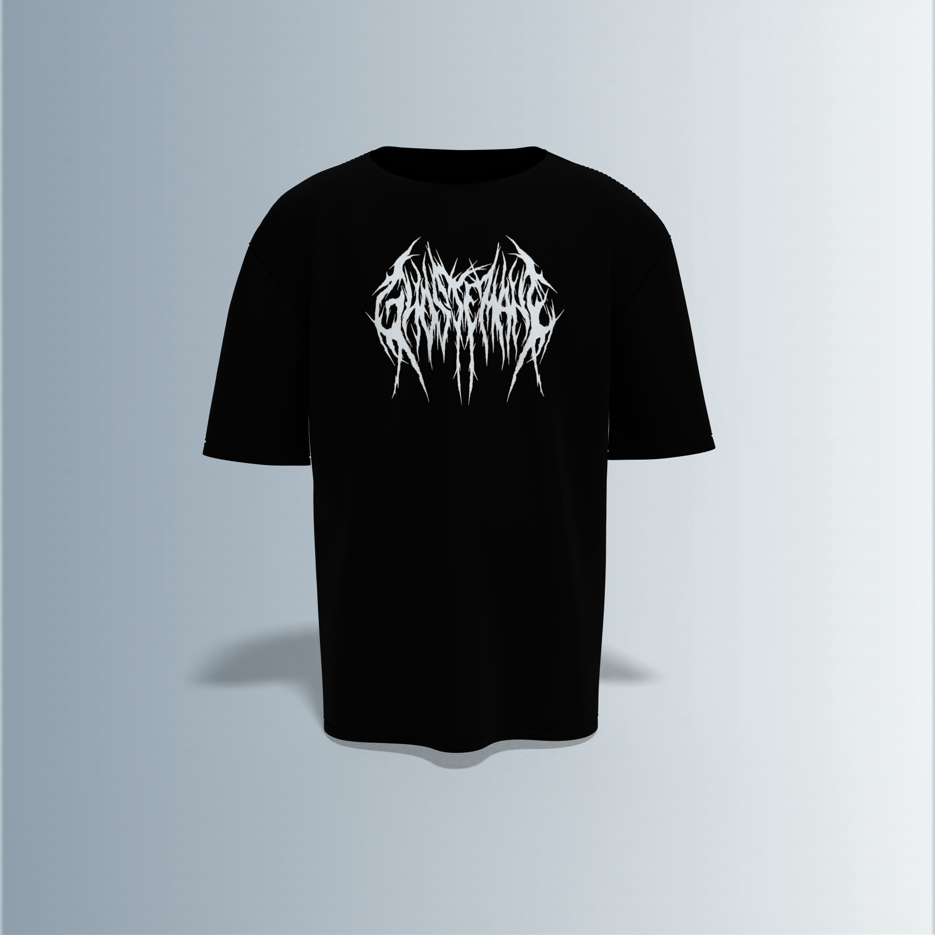 "Electric 'Soul Screamer’ Oversized Tee – Gothic Demon Skeleton with Winged Inferno Back Print & Drip Metal Front Logo"