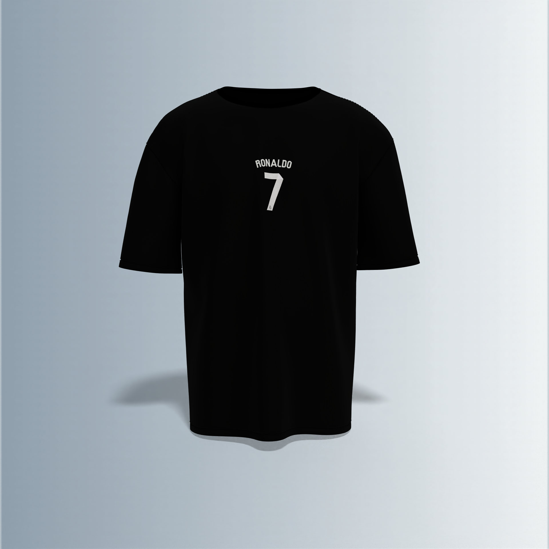 "Oversized Football Streetwear T-Shirt – Bold ‘Cristiano Ronaldo’ Typography with Crowned Portrait & Jersey-Style Number 7 Graphic"