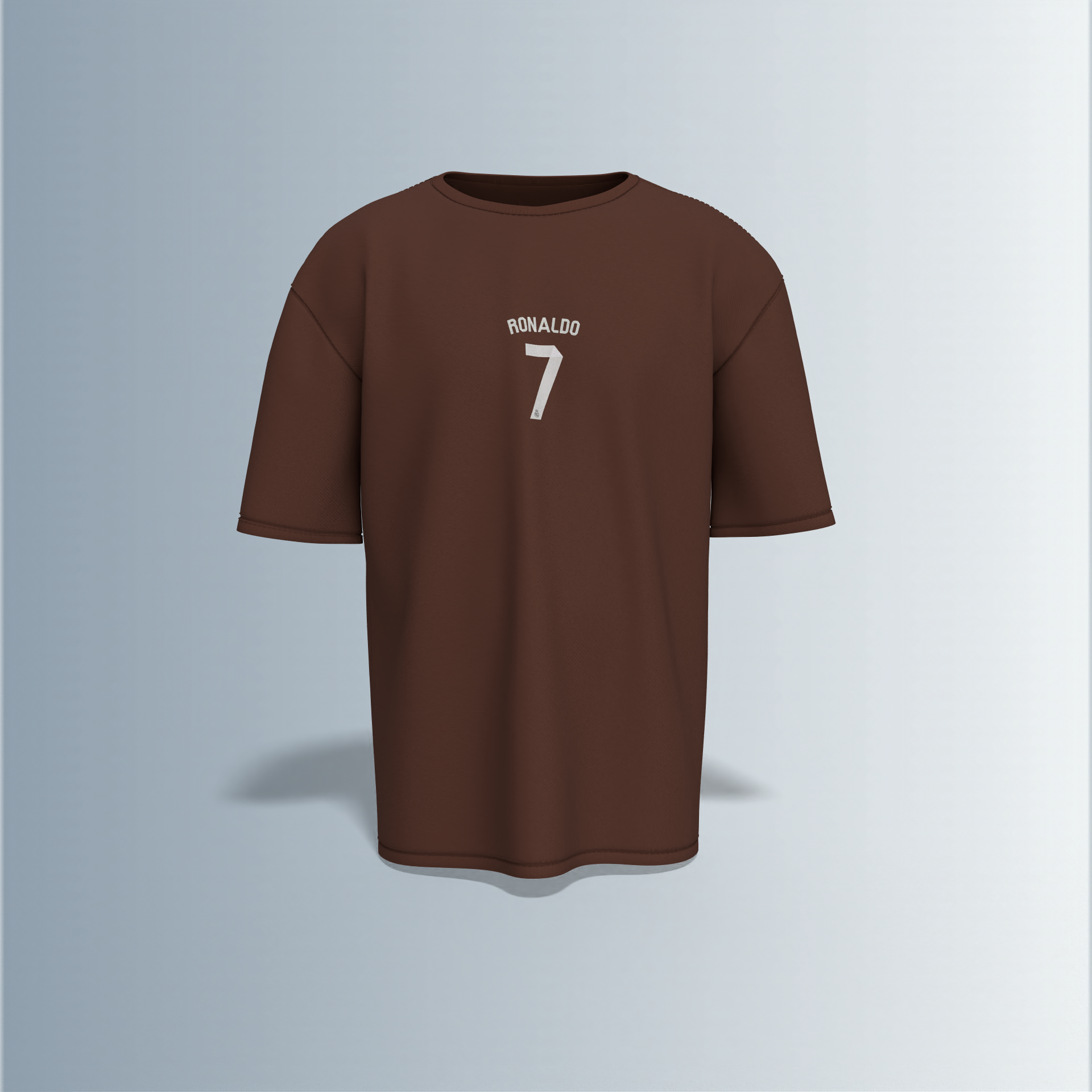 "Oversized Football Streetwear T-Shirt – Bold ‘Cristiano Ronaldo’ Typography with Crowned Portrait & Jersey-Style Number 7 Graphic"