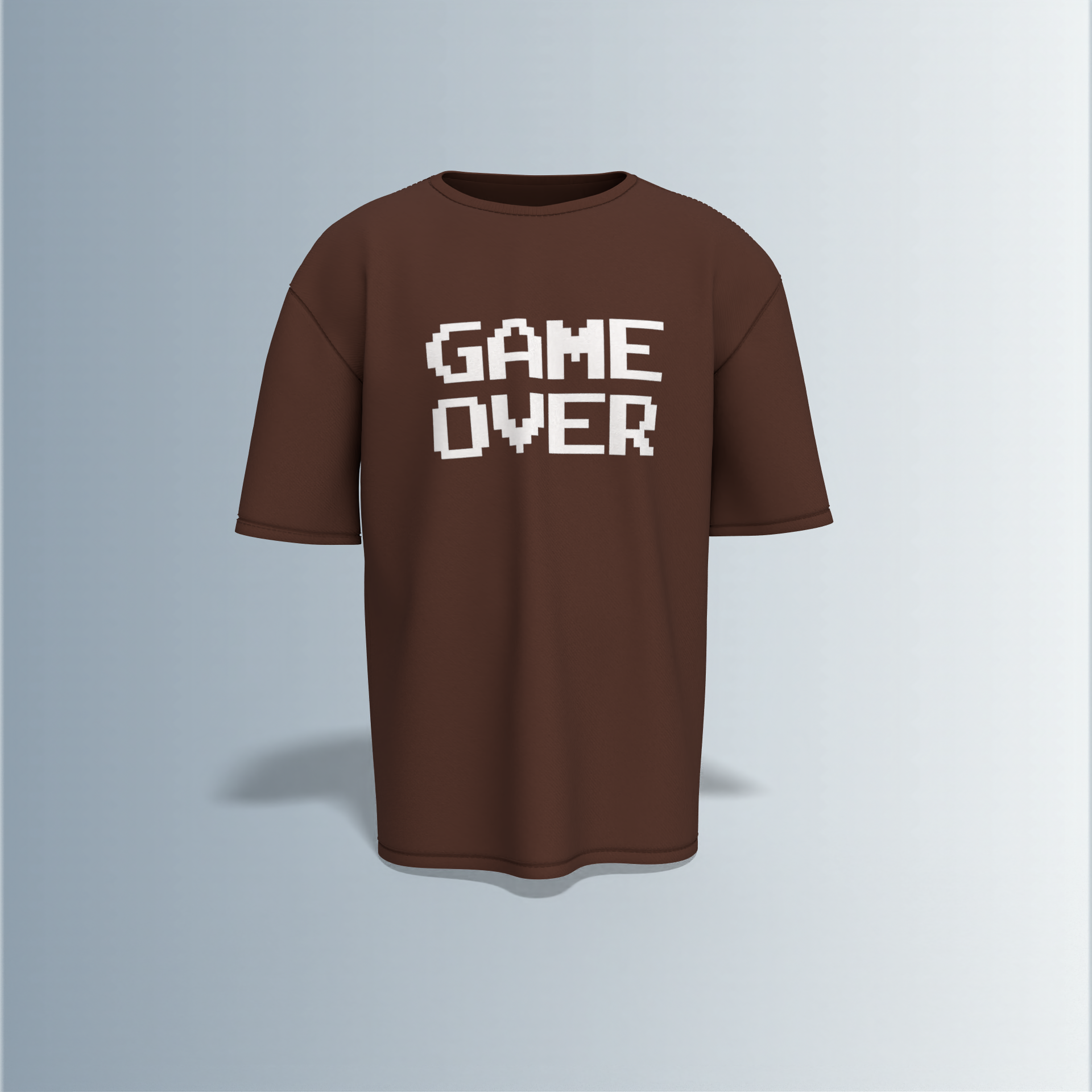 Oversized Round-Neck T-Shirt with Bold "GAME OVER" Front Print and Back Graphic of Monster Bros Fight Club Boxing Theme – Retro Gaming Meets Streetwear